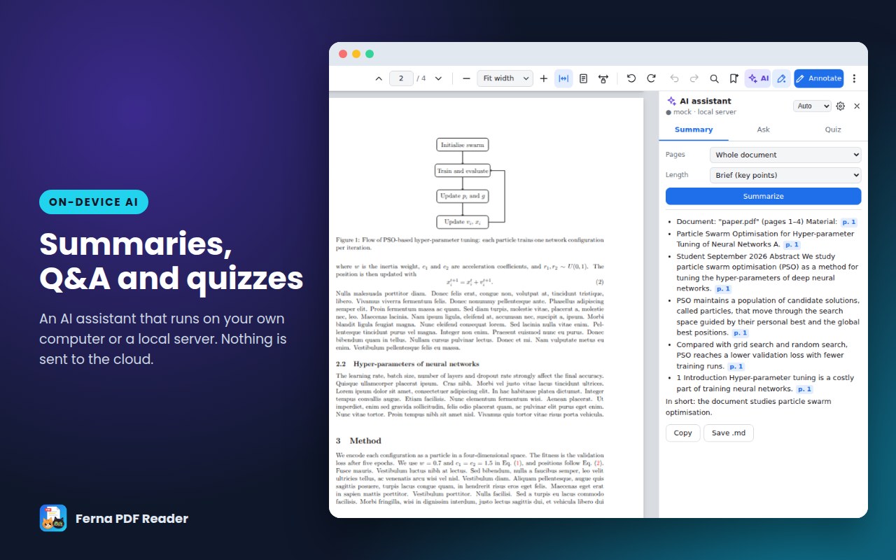 The AI assistant summarising a paper